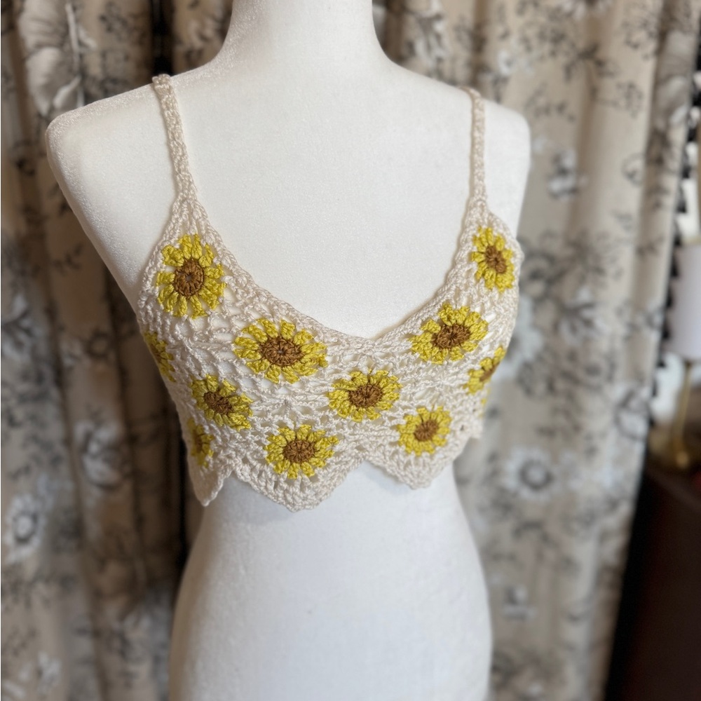 Crochet Sunflower Crop Top